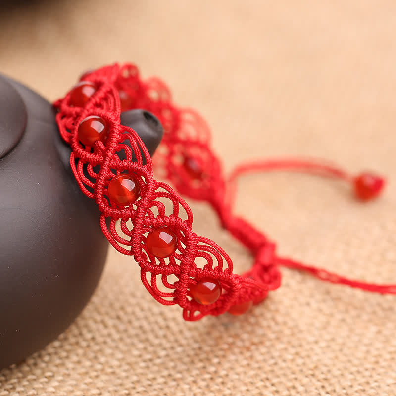 Bracelet de confiance en agate rouge et Buddha Stones