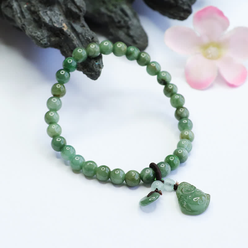 Bracelet de guérison en jade cyan Bouddha rieur de Buddha Stones
