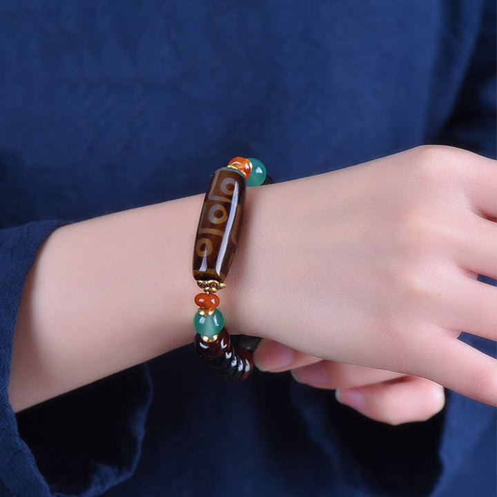 Bracelet de protection en perles dzi à neuf yeux et à trois yeux en pierres de Buddha Stones
