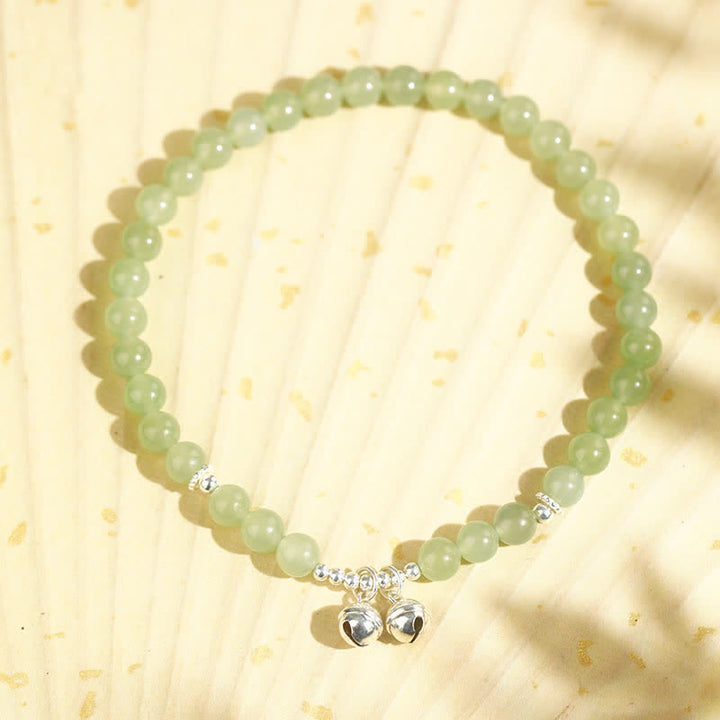 Bracelet de cheville en argent sterling 925 avec breloque en forme de cloche de prospérité en jade naturel Hetian