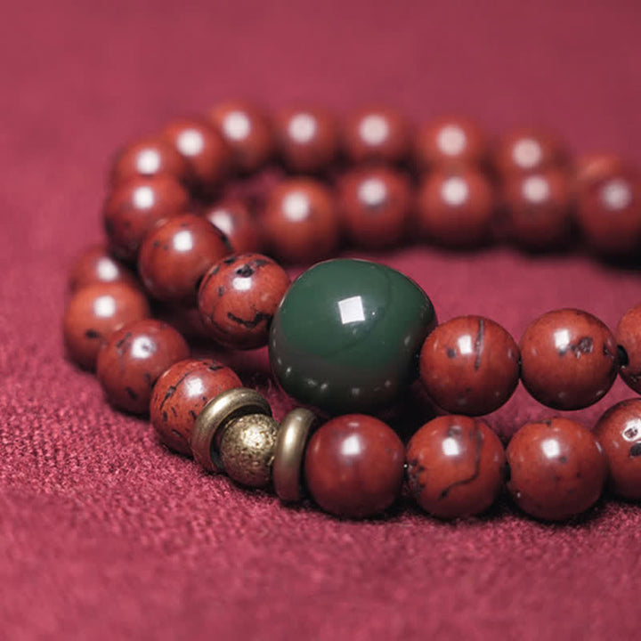 Bracelet porte-bonheur en cuivre et jade cyan Bodhi Seed