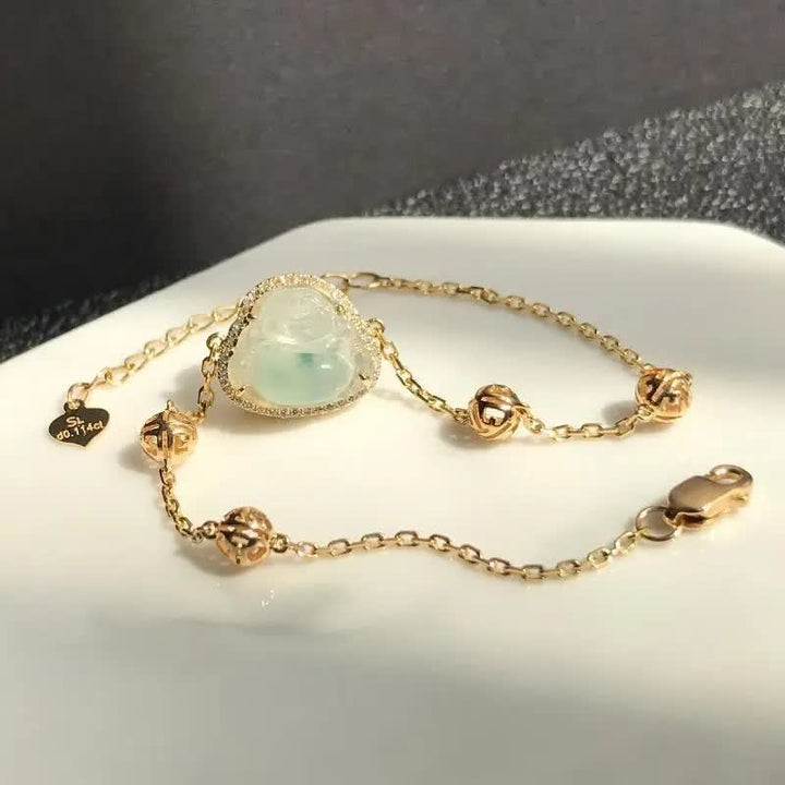 Bracelet chaîne en jade Bouddha rieur Bouddha en Buddha Stones