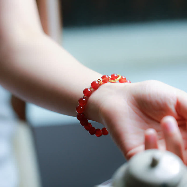 Bracelet de confiance en agate rouge naturelle avec lettre de bénédiction