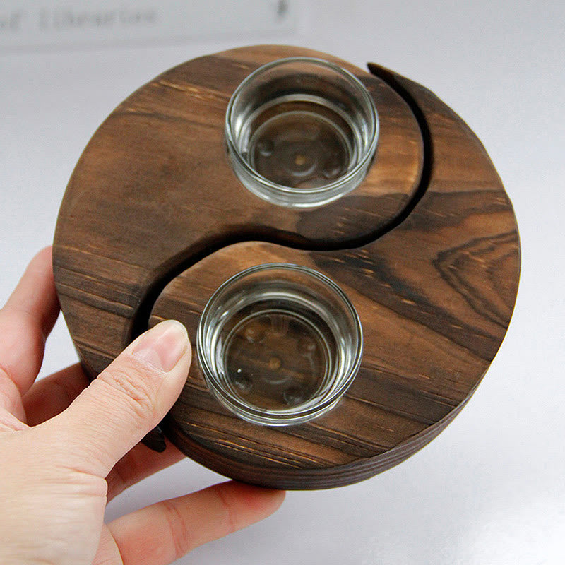 Bougeoir en bois avec Buddha Stones Yin Yang pour rituels de méditation