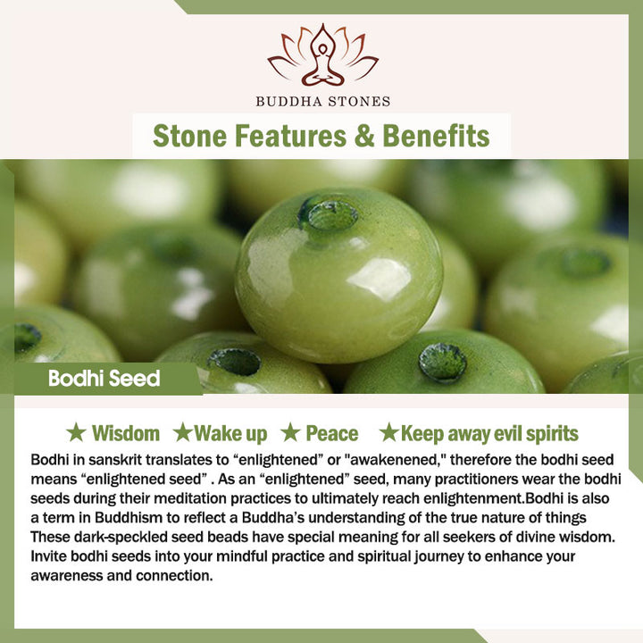Bracelet de sagesse en Buddha Stones de graines de Bodhi tibétaines Dzi en coquille de noix de coco