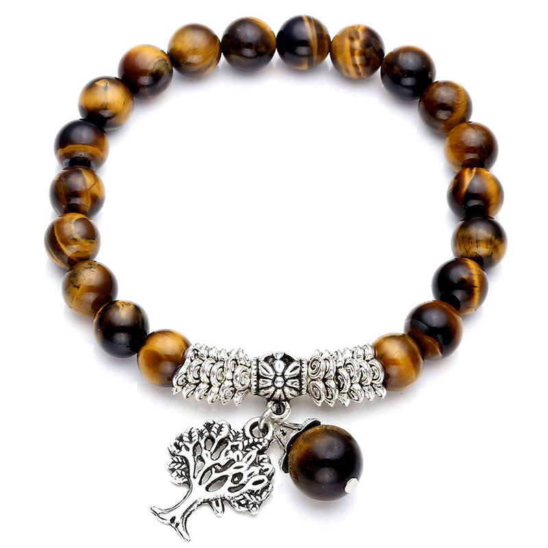 Bracelet extensible porte-bonheur en pierres précieuses naturelles de Buddha Stones Arbre de vie