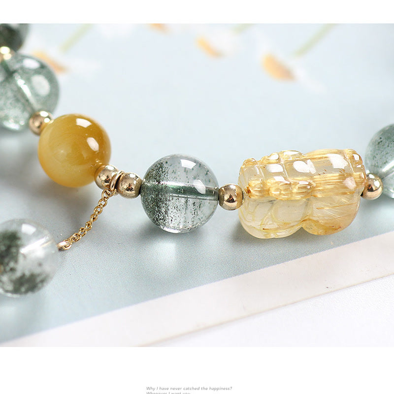 Bracelet de confiance PiXiu en citrine fantôme verte de Buddha Stones