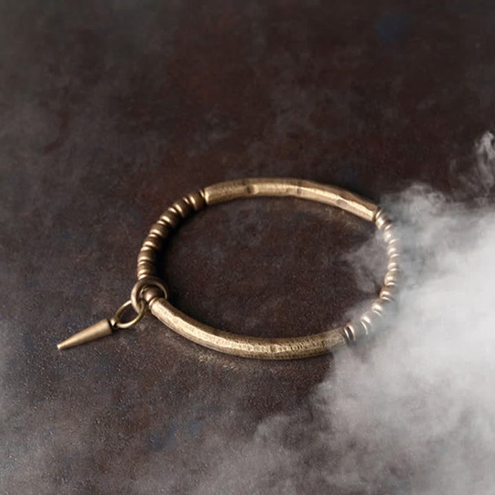 Bracelet manchette d'équilibre en cuivre et pierre de lave