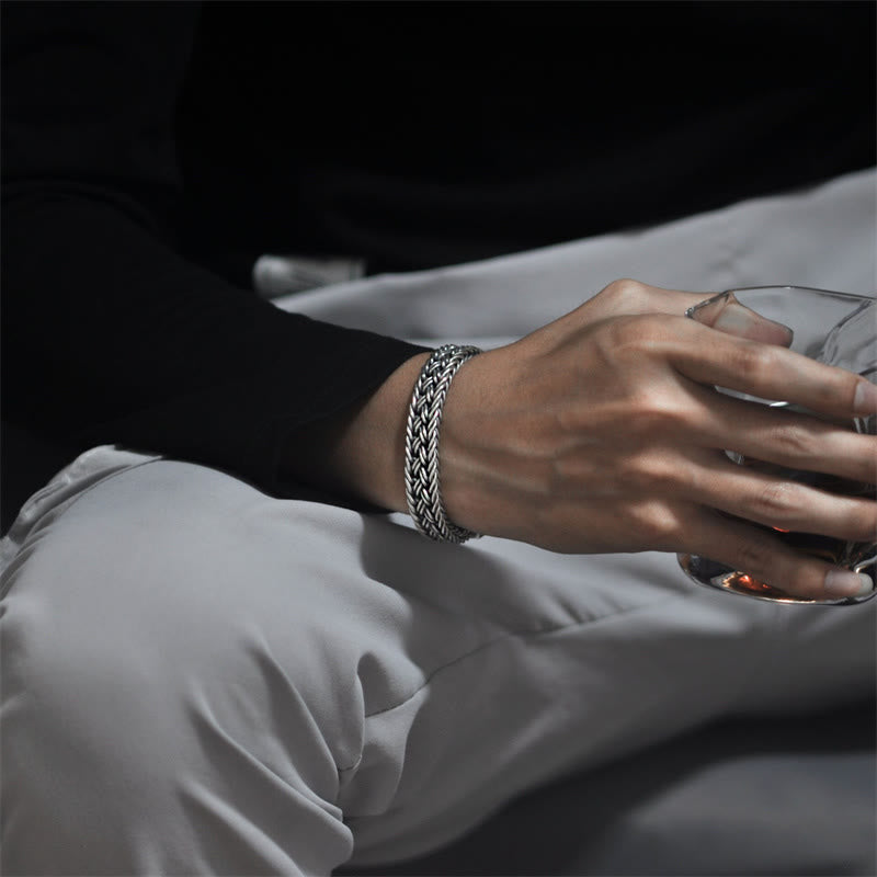 Bracelet de guérison tressé à motif totem de vigne rétro Buddha Stones