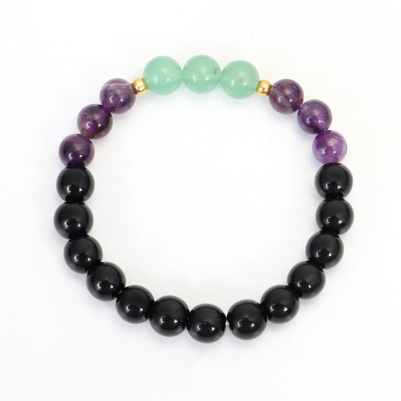 Bracelet de méditation Lotus en aventurine verte et améthyste avec 108 perles de Mala Buddha Stones