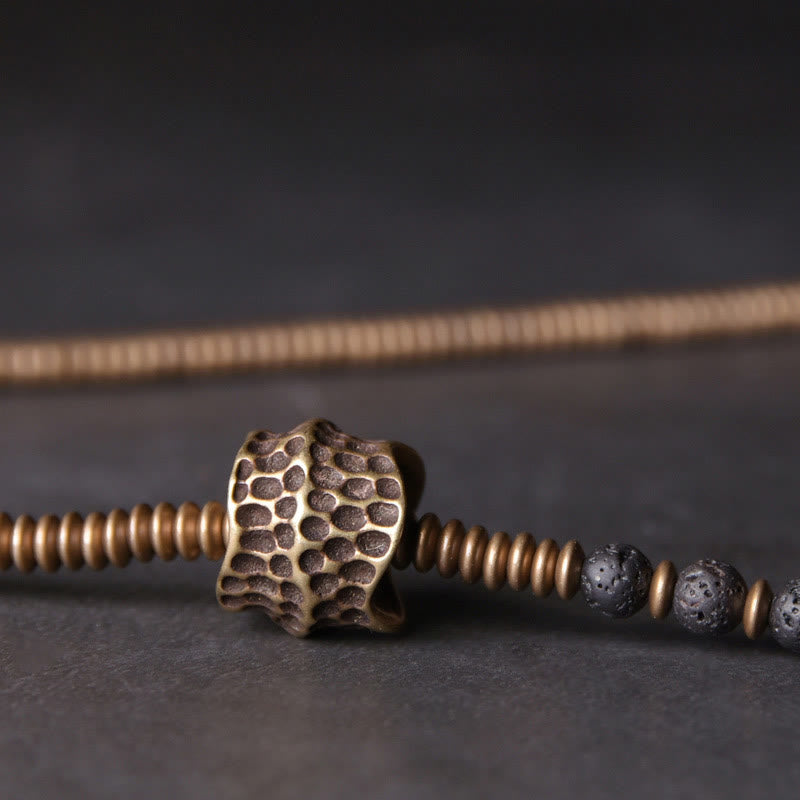 Bracelet multicouche de guérison en cuivre et pierres de lave vintage de Buddha Stones
