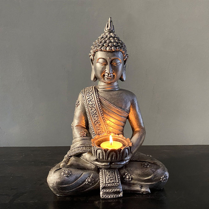 Bougeoir décoratif tibétain en Buddha Stones de Bouddha avec bénédiction du Bouddha