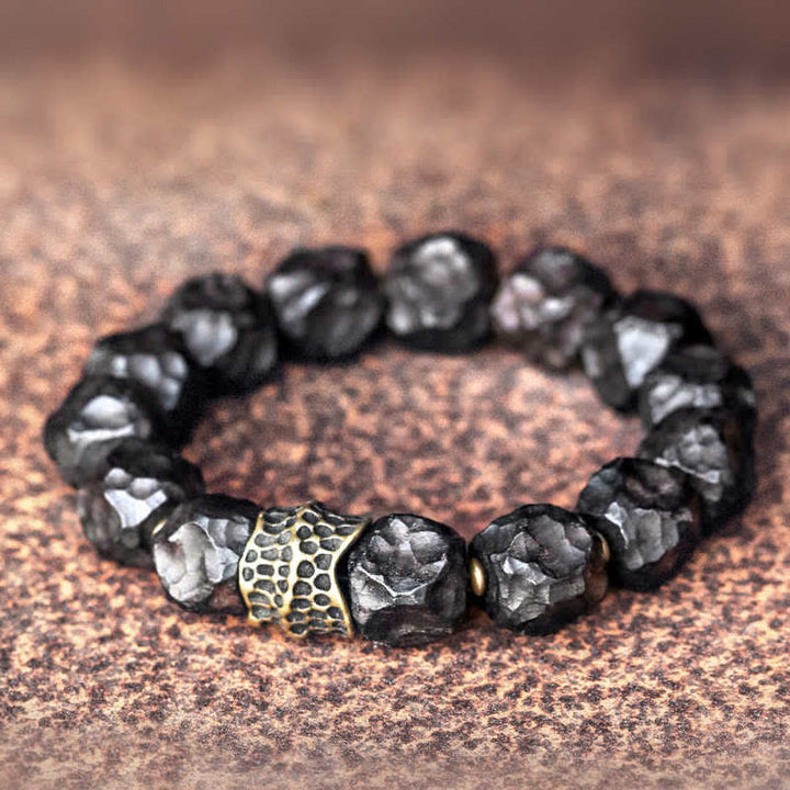 Bracelet couple en bois d'ébène et cuivre pour la paix et l'équilibre