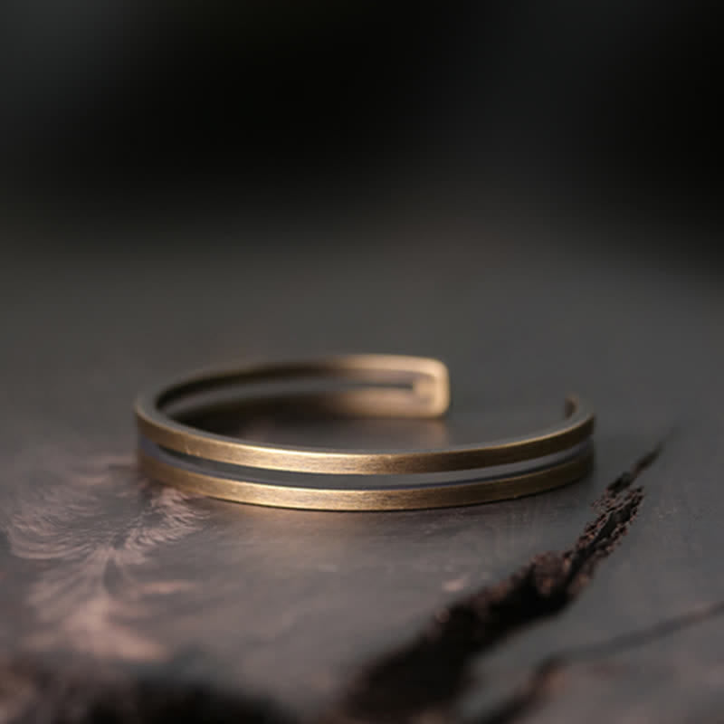 Bracelet manchette viking en cuivre rustique avec Buddha Stones