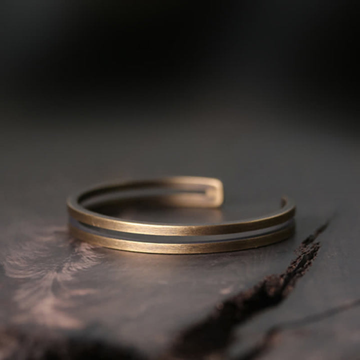 Bracelet manchette viking en cuivre rustique avec Buddha Stones