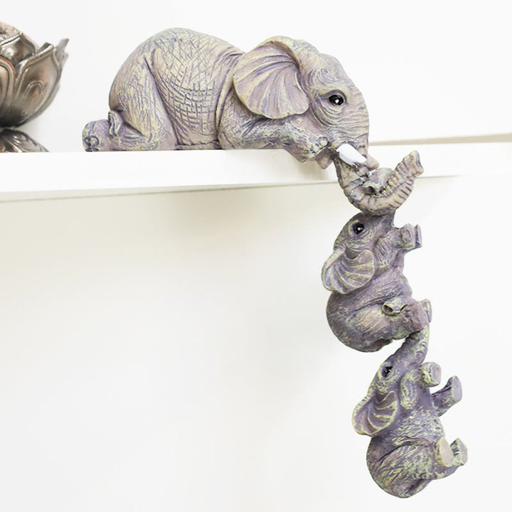 Buddha Stones 3 pièces Figurines Feng Shui Éléphant Sitter Figurine de Richesse Décoration de la Maison