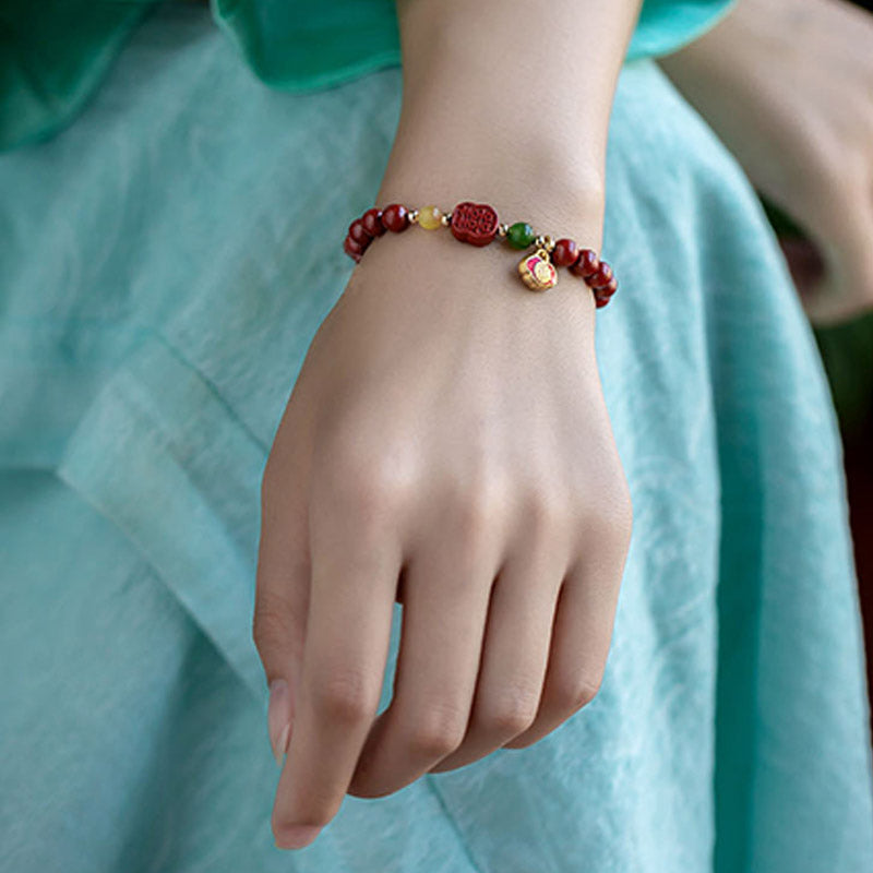 Bracelet Buddha Stones Cinabre Bonheur Calme