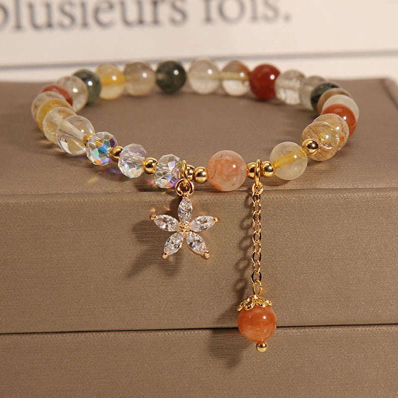 Bracelet de fleur en zircon et quartz rutile multicolore de Buddha Stones