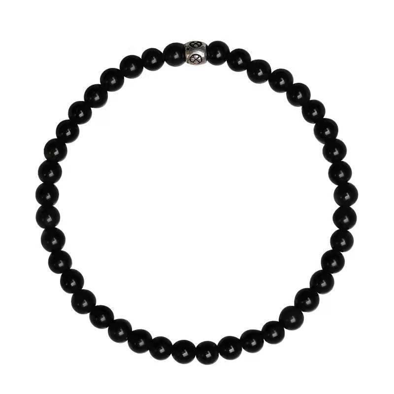 Bracelet de force de purification en obsidienne noire naturelle et quartz fumé de Buddha Stones