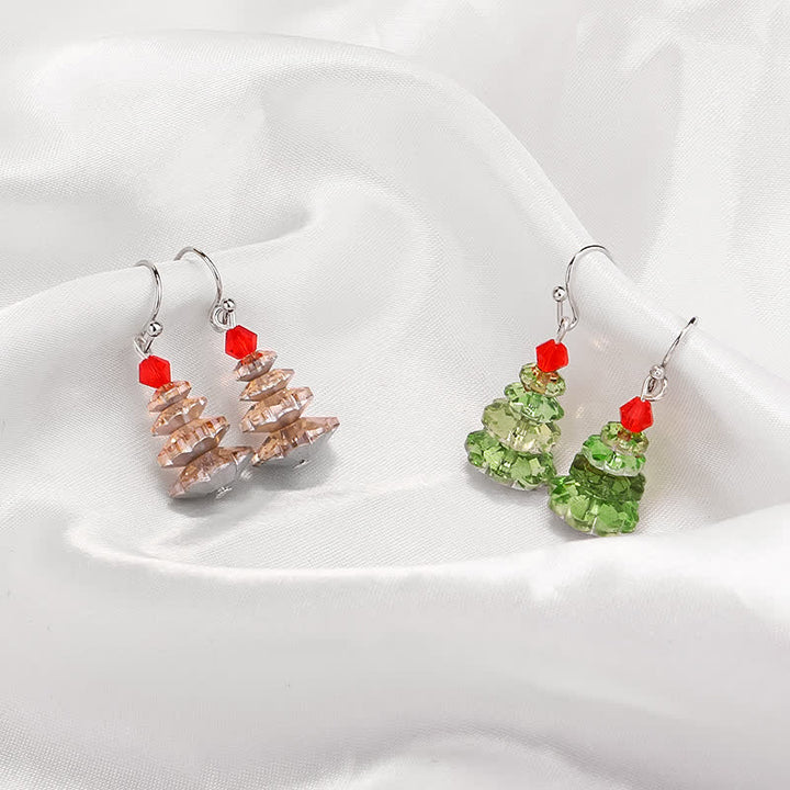 Boucles d'oreilles pendantes en cristal varié avec améthyste et arbre de Noël
