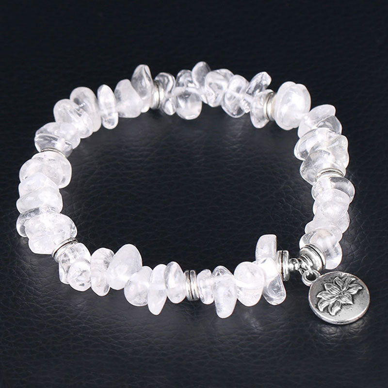 Bracelet de guérison en cristal blanc naturel de Buddha Stones Lotus