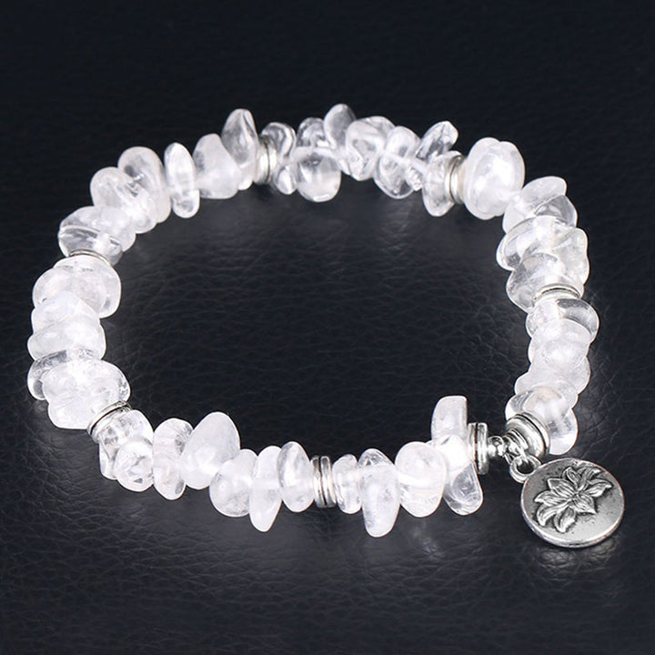 Bracelet de guérison en cristal blanc naturel de Buddha Stones Lotus