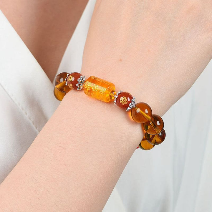 Bracelet de fortune et de bonheur en Buddha Stones en citrine naturelle