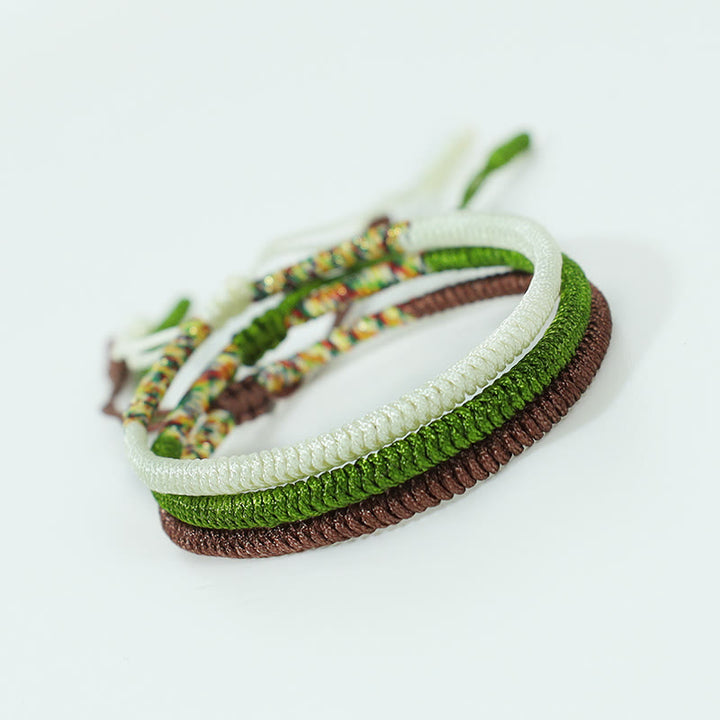 Bracelet tibétain fait main avec Buddha Stones, 3 pièces, multicolore, nœud porte-bonheur King Kong