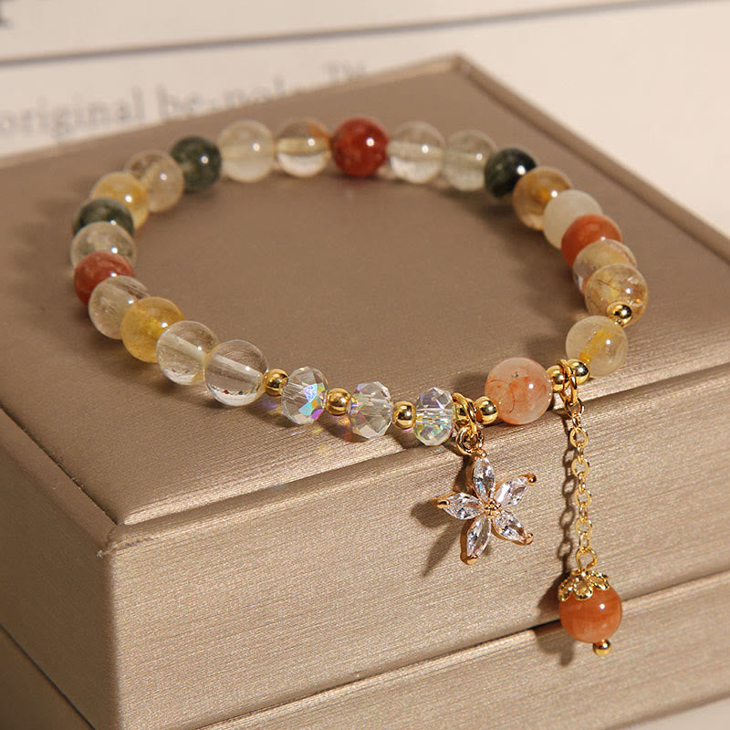 Bracelet de fleur en zircon et quartz rutile multicolore de Buddha Stones