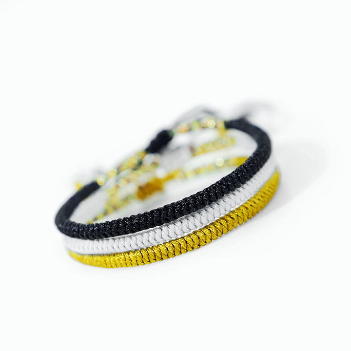 Bracelet amulette tibétain fait main multicolore avec nœud King Kong en Buddha Stones 3 pièces