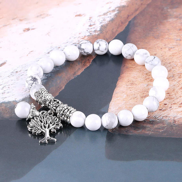 Bracelet extensible porte-bonheur en pierres précieuses naturelles de Buddha Stones Arbre de vie