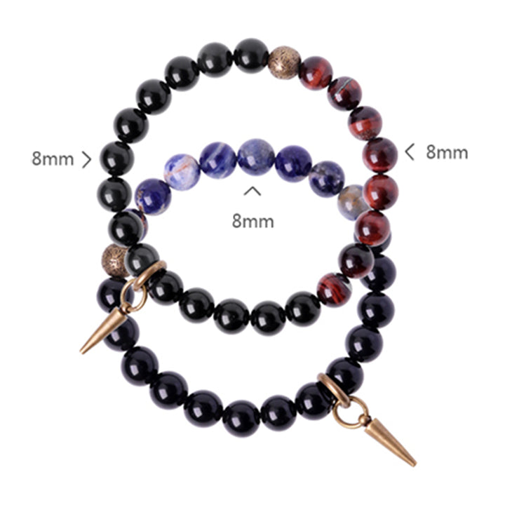Bracelet couple force cuivre cristal sodalite obsidienne noire Buddha Stones