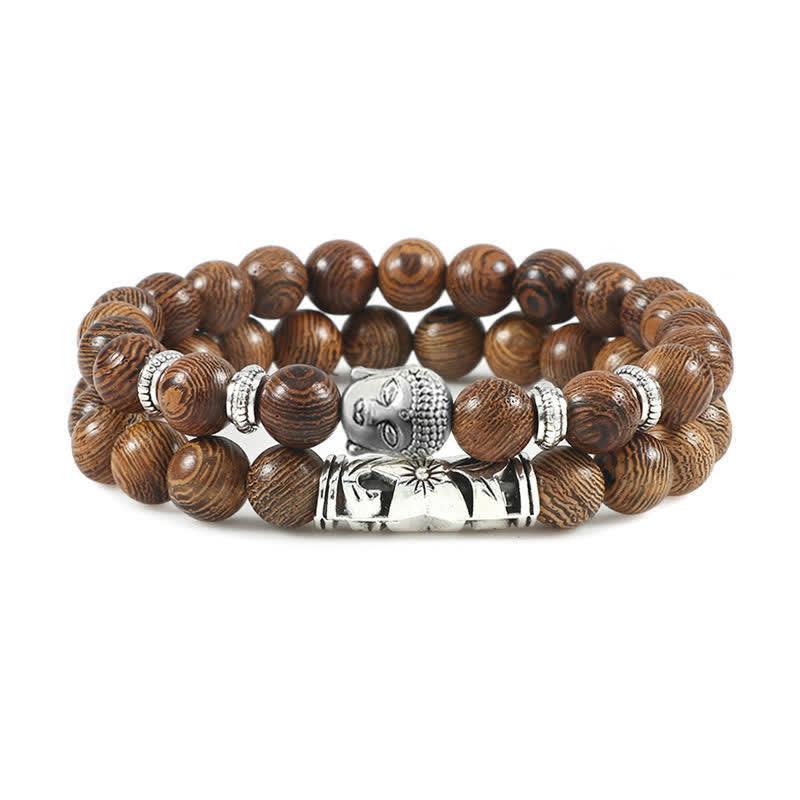 Bracelet de protection Bouddha en agate cristal naturel 2 pièces
