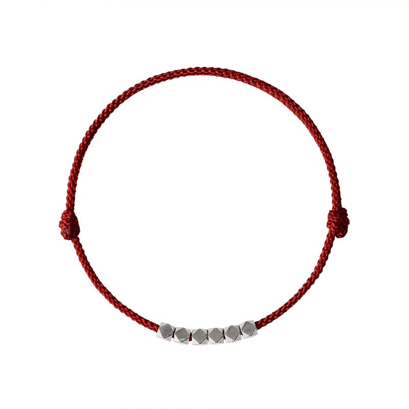 Bracelet de cheville tressé en argent sterling 925 Buddha Stones rouge