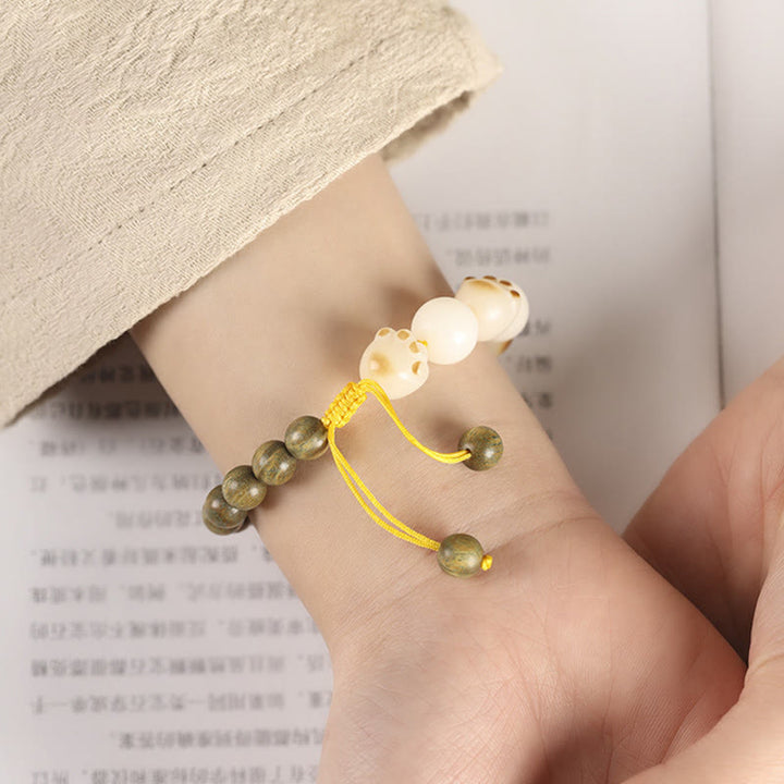 Bracelet de guérison en Buddha Stones de chat et pattes de chat en bois de santal vert naturel et graines de Bodhi - image 5