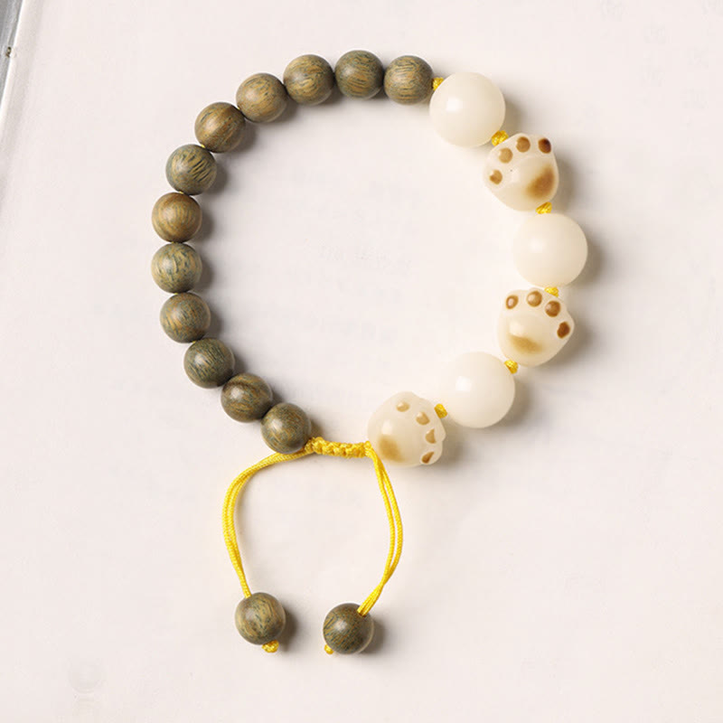 Bracelet de guérison en Buddha Stones de chat et pattes de chat en bois de santal vert naturel et graines de Bodhi - image 6