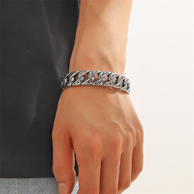 Bracelet jonc tibétain en acier titane avec Buddha Stones et mantra Om Mani Padme Hum