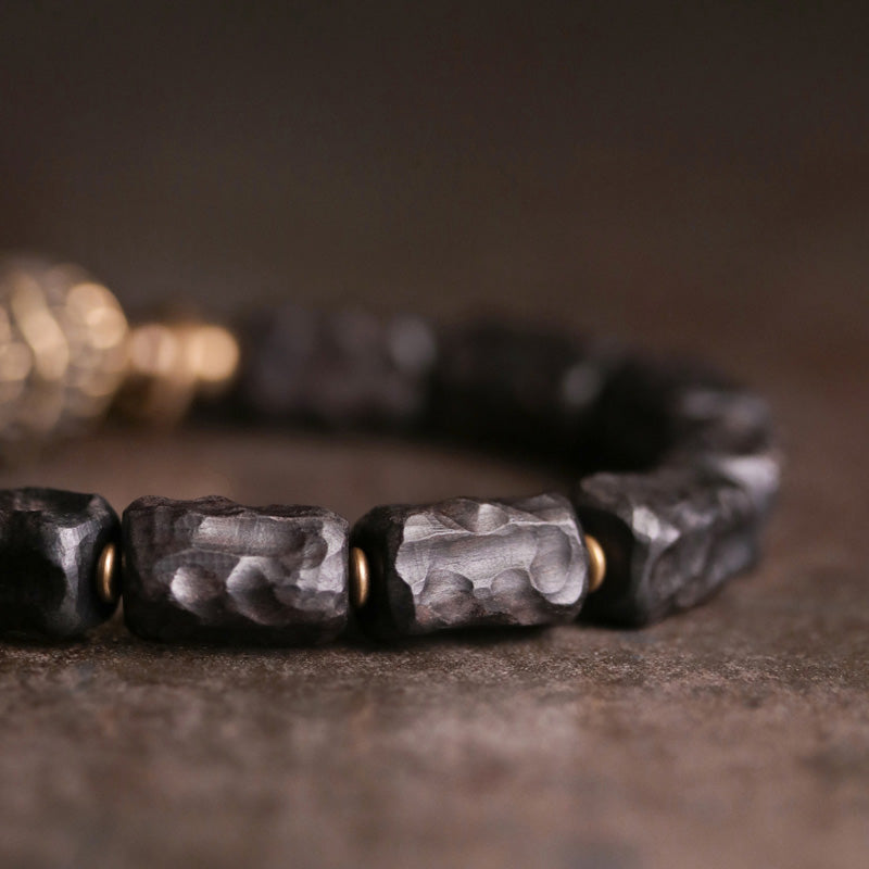 Bracelet Couple Protection Équilibre Bois Ébène Cuivre Buddha Stones