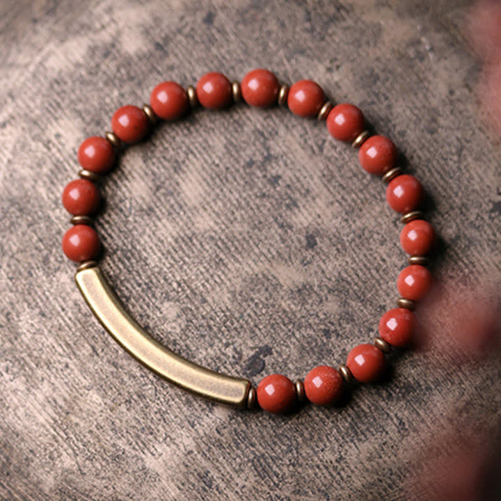Bracelet couple paix en cuivre et cristal d'obsidienne noire en Buddha Stones Jaspe rouge Agate mousse