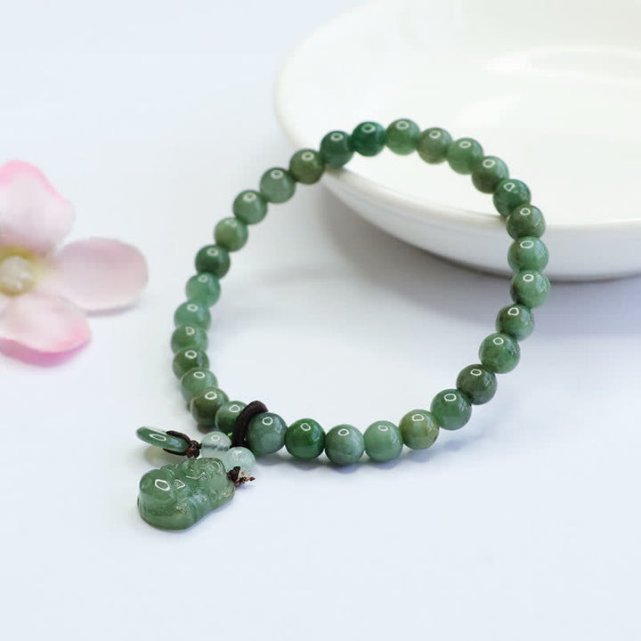 Bracelet de guérison en jade cyan Bouddha rieur de Buddha Stones