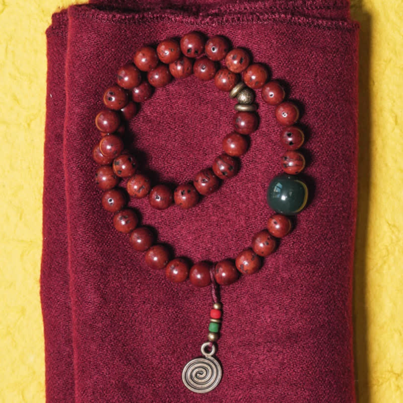 Bracelet porte-bonheur en cuivre et jade cyan Bodhi Seed