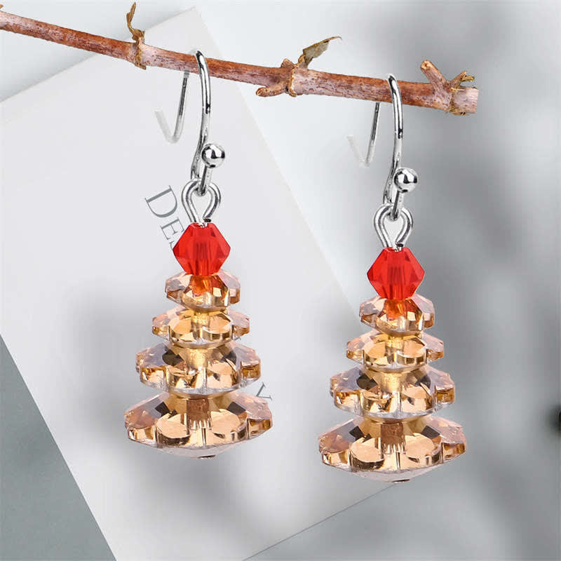 Boucles d'oreilles pendantes en cristal varié avec améthyste et arbre de Noël
