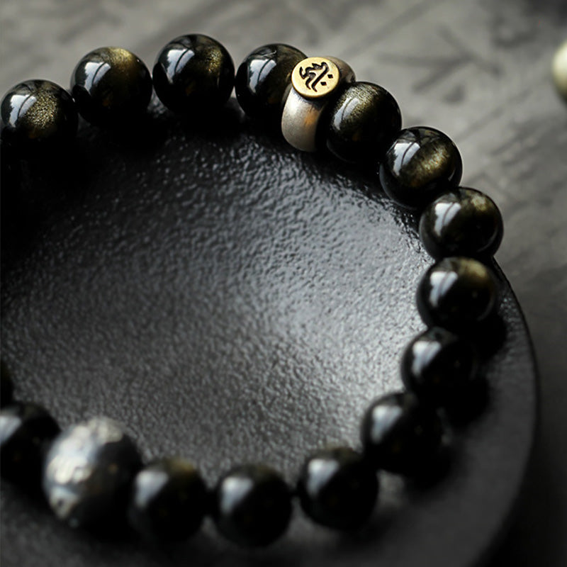 Bracelet de purification en obsidienne Buddha Stones natal du zodiaque chinois