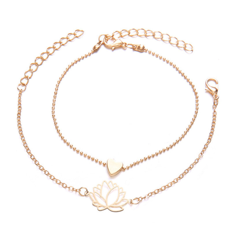 Bracelet Buddha Stones 2Pcs Fleur de Lotus Amour Coeur Illumination