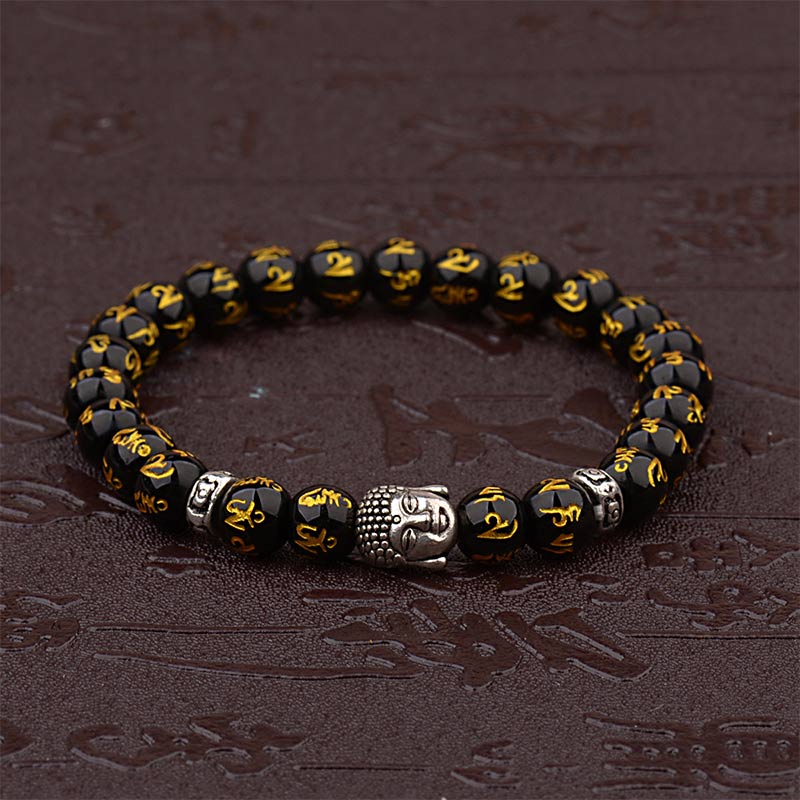 Bracelet amulette tibétain avec mantra de Buddha Stones de Bouddha