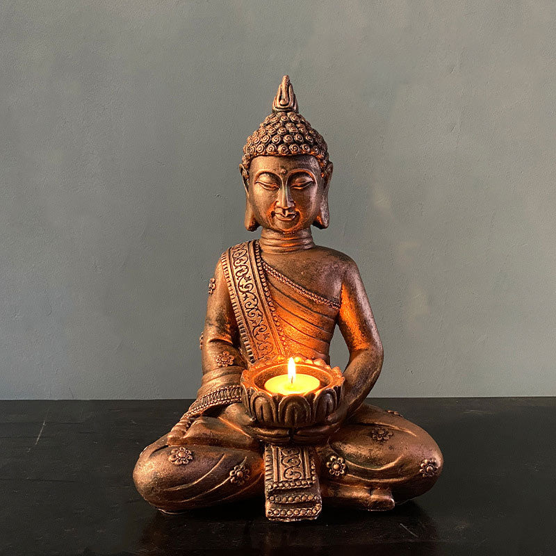 Bougeoir décoratif tibétain en Buddha Stones de Bouddha avec bénédiction du Bouddha