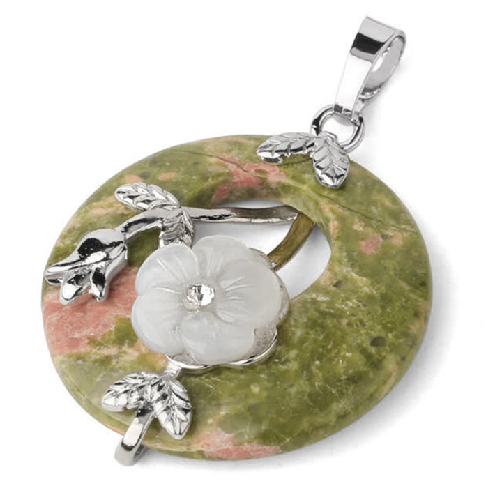 Collier pendentif de guérison en forme de fleur d'aventurine verte et d'améthyste en cristal divers de Buddha Stones