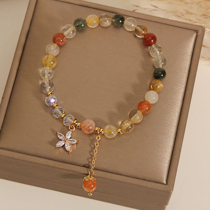 Bracelet de fleur en zircon et quartz rutile multicolore de Buddha Stones