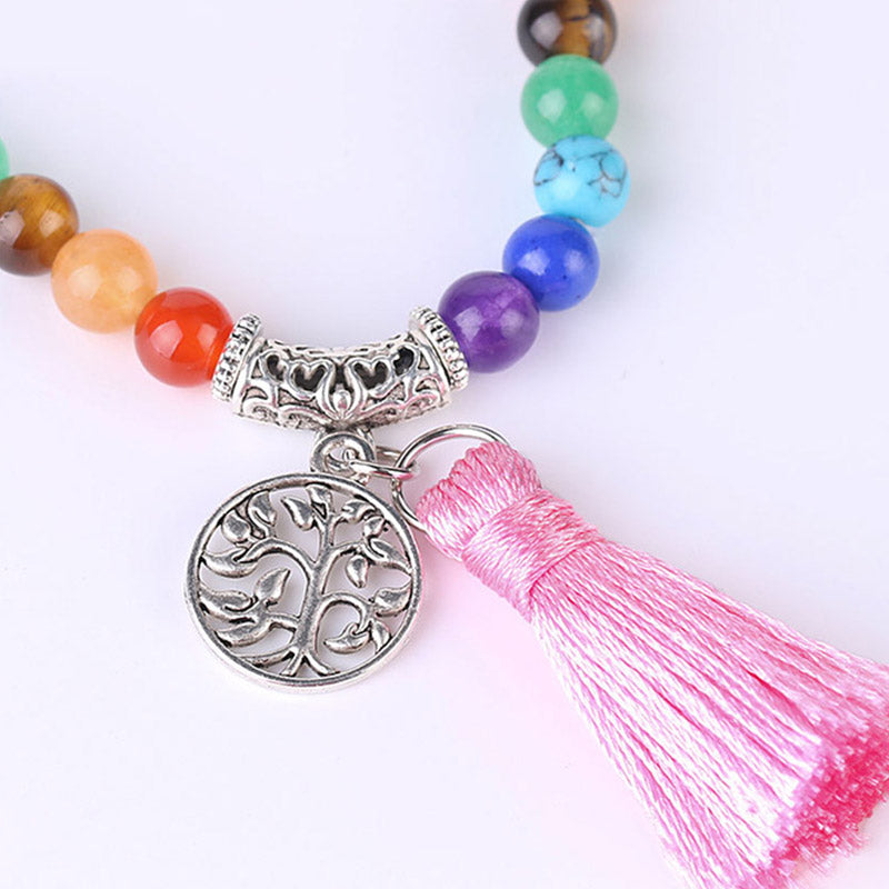 Bracelet de guérison en 108 perles de Mala en rhodonite et cristal bleu lazulite de Buddha Stones