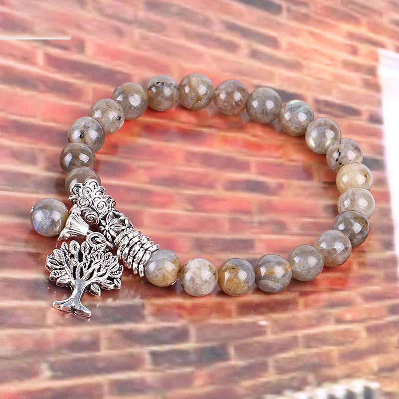 Bracelet extensible porte-bonheur en pierres précieuses naturelles de Buddha Stones Arbre de vie